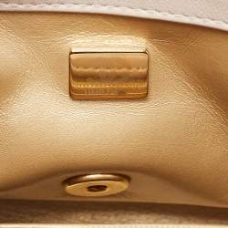 Pre Owned Chanel Pale Pink Quilted Leather Mini Pearl Crush Rectangular Flap Bag