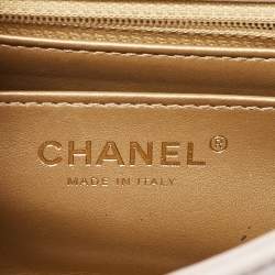 Pre Owned Chanel Pale Pink Quilted Leather Mini Pearl Crush Rectangular Flap Bag