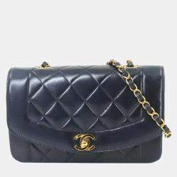 Chanel Leather Navy Diana Matelasse 22 Chain Shoulder Bag