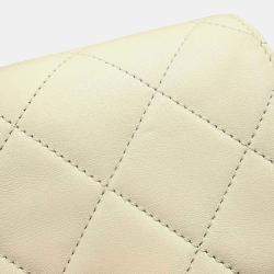 Chanel Lambskin White Coco Mark Matelasse Coin Motif Chain Shoulder Bag