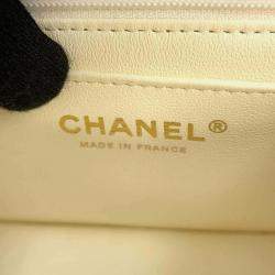 Chanel Lambskin White Coco Mark Chocolate Bar Flap Chain Shoulder Bag