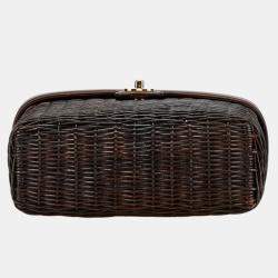 Chanel Brown Rattan Lambskin Coco Mark Basket Bag