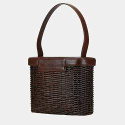 Chanel Brown Rattan Lambskin Coco Mark Basket Bag