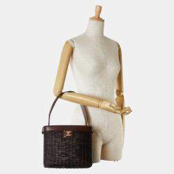 Chanel Brown Rattan Lambskin Coco Mark Basket Bag