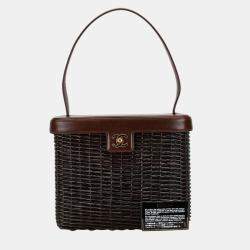 Chanel Brown Rattan Lambskin Coco Mark Basket Bag