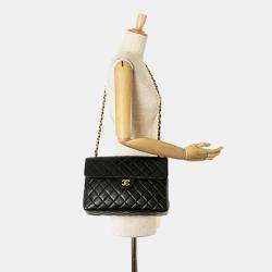 Pre Owned Chanel Black Lambskin Matelasse 30 Coco Mark Chain Shoulder Bag