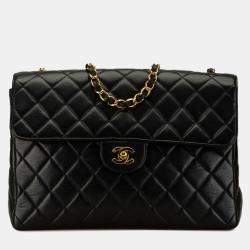 Pre Owned Chanel Black Lambskin Matelasse 30 Coco Mark Chain Shoulder Bag