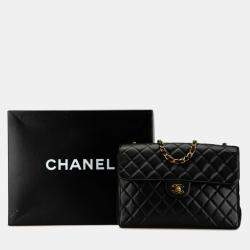Pre Owned Chanel Black Lambskin Matelasse 30 Coco Mark Chain Shoulder Bag