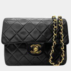 Chanel Lambskin Navy Gold Matelasse Shoulder Bag
