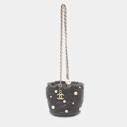 Chanel Lambskin Black Matelasse Shoulder Bag