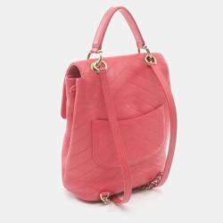 Chanel Pink V-Stitch Backpack Leather Bag