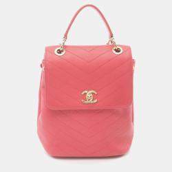 Chanel Pink V-Stitch Backpack Leather Bag