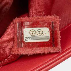 Pre Owned Chanel Pink White Multicolor Tweed Leather Boy Coco Mark Chain Shoulder Bag