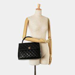 Chanel Black Lambskin Matelasse Coco Mark Flap Bag