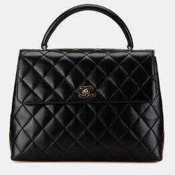 Chanel Black Lambskin Matelasse Coco Mark Flap Bag