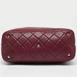 Pre Owned Chanel Dark Red Quilted Caviar Leather CC Timeless Soft Tote