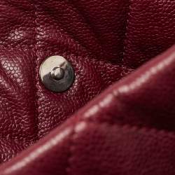 Pre Owned Chanel Dark Red Quilted Caviar Leather CC Timeless Soft Tote