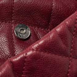 Pre Owned Chanel Dark Red Quilted Caviar Leather CC Timeless Soft Tote
