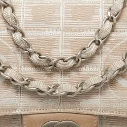 Chanel Beige Cube Quilted Fabric Medium CC Travel Line Flap Bag