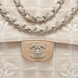 Chanel Beige Cube Quilted Fabric Medium CC Travel Line Flap Bag