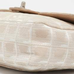 Chanel Beige Cube Quilted Fabric Medium CC Travel Line Flap Bag