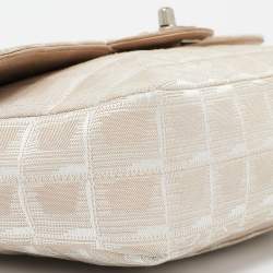Chanel Beige Cube Quilted Fabric Medium CC Travel Line Flap Bag