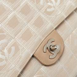 Chanel Beige Cube Quilted Fabric Medium CC Travel Line Flap Bag