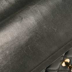 Pre Owned Chanel Black Quilted Leather Jumbo Classic Double Flap Bag