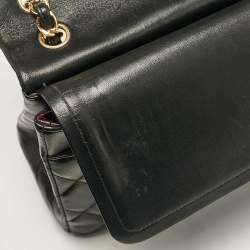 Pre Owned Chanel Black Quilted Leather Jumbo Classic Double Flap Bag