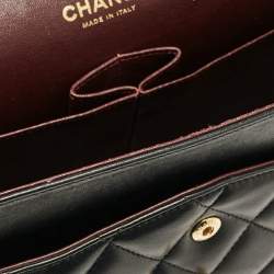 Pre Owned Chanel Black Quilted Leather Jumbo Classic Double Flap Bag