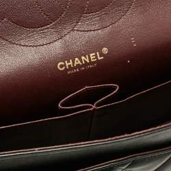 Pre Owned Chanel Black Quilted Leather Jumbo Classic Double Flap Bag