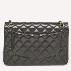Pre Owned Chanel Black Quilted Leather Jumbo Classic Double Flap Bag