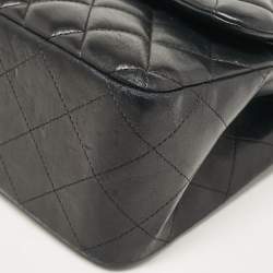 Pre Owned Chanel Black Quilted Leather Jumbo Classic Double Flap Bag