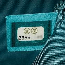 Pre Owned Chanel Turquoise Quilted Leather Fold Up Again Clutch