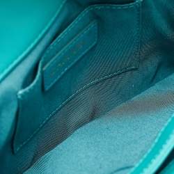 Pre Owned Chanel Turquoise Quilted Leather Fold Up Again Clutch