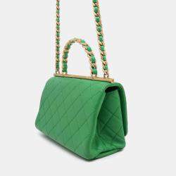 Chanel Green Lambskin Matelasse Top Handle bag