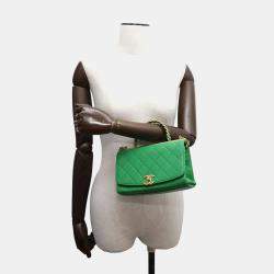 Chanel Green Lambskin Matelasse Top Handle bag