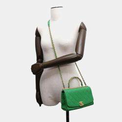 Chanel Green Lambskin Matelasse Top Handle bag