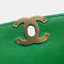 Chanel Green Lambskin Matelasse Top Handle bag