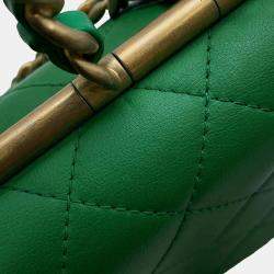 Chanel Green Lambskin Matelasse Top Handle bag