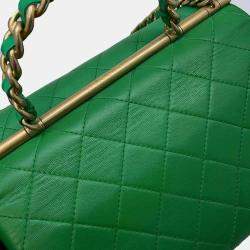 Chanel Green Lambskin Matelasse Top Handle bag