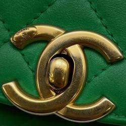 Chanel Green Lambskin Matelasse Top Handle bag