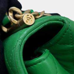 Chanel Green Lambskin Matelasse Top Handle bag