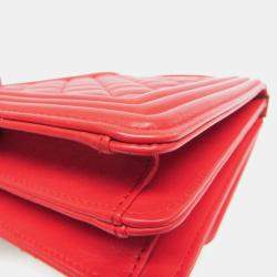 Pre Owned Chanel Red Boy Chanel Leather Shoulder Bag