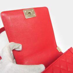 Pre Owned Chanel Red Boy Chanel Leather Shoulder Bag