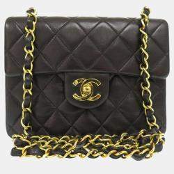 Pre Owned Chanel Matelasse Lambskin Leather Black Shoulder Bag