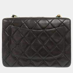 Pre Owned Chanel Matelasse Lambskin Leather Black Shoulder Bag