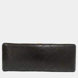 Pre Owned Chanel Matelasse Lambskin Leather Black Shoulder Bag
