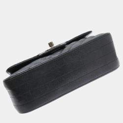 Chanel Caviar Skin Black Seal Chevron  Shoulder Bag