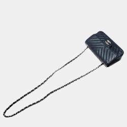 Chanel Caviar Skin Black Seal Chevron  Shoulder Bag